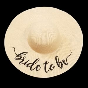 Chic Soul BRIDE TO BE Embroidered Floppy Beach Sunhat in Natural 100% Paper
